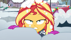 Size: 1920x1080 | Tagged: safe, screencap, sunset shimmer, better together, equestria girls, holidays unwrapped, not fiery shimmer, plusplus, saving pinkie's pie, shrunken pupils, snow, winter, winter outfit