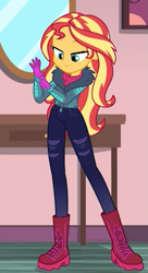 Size: 449x823 | Tagged: safe, screencap, sunset shimmer, better together, equestria girls, holidays unwrapped, cropped, solo, winter outfit