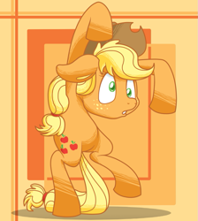 Size: 753x840 | Tagged: safe, artist:snowzahedghog, applejack, earth pony, pony, silly, silly pony, solo