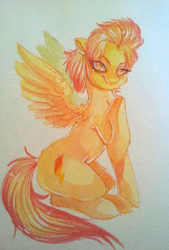 Size: 528x779 | Tagged: safe, artist:busoni, derpibooru import, spitfire, painting, solo, traditional art, watercolor painting