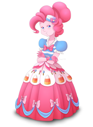 Size: 3000x4100 | Tagged: safe, artist:oraura, pinkie pie, equestria girls, :t, beautiful, clothes, crossed arms, dignified wear, dress, gala, gala dress, solo, unamused