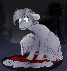 Size: 2057x2160 | Tagged: artist needed, safe, derpibooru import, king sombra, oc, pegasus, pony, crying, pegasus oc, rain