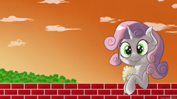 Size: 1920x1080 | Tagged: safe, artist:1rumi1, derpibooru import, sweetie belle, milkshake, wallpaper