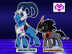 Size: 1280x960 | Tagged: safe, artist:redahfuhrerking, derpibooru import, grogar, king sombra, goat, pony, umbrum, clothes, cosplay, costume, megatron, parody, squint, starscream, transformers