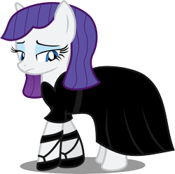 Size: 4424x4415 | Tagged: safe, artist:atomicmillennial, rarity, pony, unicorn, suited for success, absurd resolution, alternate hairstyle, alternate universe, black dress, clothes, dress, female, mare, missing horn, simple background, solo, transparent background, vector