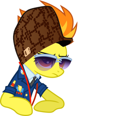 Size: 2000x1909 | Tagged: safe, derpibooru import, spitfire, pegasus, pony, wonderbolts academy, hat, scumbag hat, sunglasses, wonderbolts