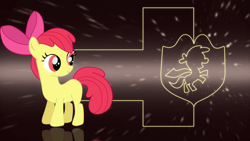 Size: 2732x1536 | Tagged: safe, artist:elsdrake, derpibooru import, apple bloom, logo, solo, vector, wallpaper