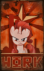 Size: 500x805 | Tagged: safe, artist:grumbeerkopp, rarity, pony, unicorn, fake russian, propaganda, propaganda poster, russian, solo, soviet