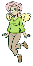 Size: 205x400 | Tagged: safe, artist:malunis, fluttershy, human, humanized, solo, winged humanization