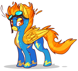 Size: 1100x1000 | Tagged: safe, artist:ooshii, derpibooru import, spitfire, goggles, solo, wonderbolts uniform