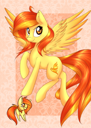 Size: 2479x3507 | Tagged: safe, artist:lilfaux, derpibooru import, spitfire, pegasus, pony, female, mare, two toned mane, wings, yellow coat