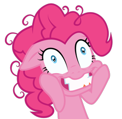 Size: 3642x3558 | Tagged: safe, artist:bigccv, pinkie pie, earth pony, pony, clock is ticking, floppy ears, insanity, simple background, solo, transparent background, twilight snapple, vector