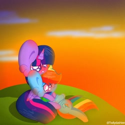 Size: 1920x1920 | Tagged: safe, artist:twilydashie, derpibooru import, rainbow dash, twilight sparkle, twilight sparkle (alicorn), alicorn, pegasus, pony, female, heart eyes, lesbian, shipping, twidash, wingding eyes