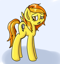Size: 1024x1100 | Tagged: safe, artist:kittyateaperson, derpibooru import, spitfire, pegasus, pony, amputee, bandage, female, mare, solo