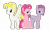 Size: 3264x1952 | Tagged: safe, artist:staticwave12, bubble berry, bubblini davinci berry, pinkie pie, surprise, earth pony, pony, pinkamena diane pie, rule 63, self ponidox, trinity pie