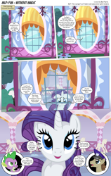 Size: 3300x5220 | Tagged: safe, artist:perfectblue97, opalescence, parcel post, post haste, rarity, slendermane, spike, dragon, pony, unicorn, comic:without magic, absurd resolution, carousel boutique, comic, offscreen character