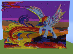 Size: 917x677 | Tagged: safe, artist:kjhf, artist:sage-of-winds, derpibooru import, rainbow dash, pegasus, pony, 3d, game screencap, minecraft, minecraft pixel art, pixel art, solo