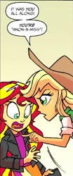 Size: 295x711 | Tagged: safe, idw, applejack, sunset shimmer, equestria girls, anon-a-miss