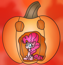 Size: 1292x1330 | Tagged: safe, artist:mr. rottson, pinkie pie, earth pony, pony, jack-o-lantern, pumpkin, solo