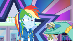 Size: 1164x655 | Tagged: safe, derpibooru import, screencap, chestnut magnifico, daring do, rainbow dash, zephyr breeze, better together, equestria girls, holidays unwrapped, cropped, da fuq, dashing through the mall, faic, female, geode of super speed, magical geodes, male, meme, not amused face, plusplus, rainbow dash is best facemaker, rainbow dash is not amused, reaction image, shrunken pupils, special eyes, thousand yard stare, unamused
