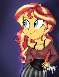 Size: 1000x1300 | Tagged: safe, artist:artmlpk, sunset shimmer, equestria girls, cute, design, female, hand on hip, hips, shimmerbetes, solo