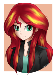 Size: 1200x1600 | Tagged: safe, artist:redvalshay, sunset shimmer, human, bust, cute, female, humanized, shimmerbetes, solo