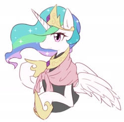 Size: 1905x1875 | Tagged: safe, artist:akainu_pony, princess celestia, alicorn, pony, clothes, looking at you, shawl, simple background, solo, white background