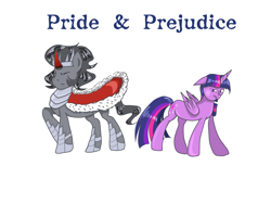 Size: 2296x1722 | Tagged: safe, artist:wimple, derpibooru import, king sombra, twilight sparkle, twilight sparkle (alicorn), alicorn, pony, female, male, pride and prejudice, shipping, straight, twibra