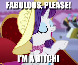 Size: 850x714 | Tagged: safe, rarity, pony, unicorn, bitch please, image macro, meme, subverted meme, vulgar