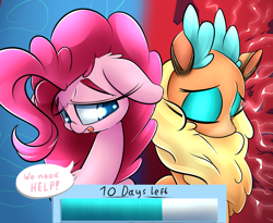 Size: 2500x2050 | Tagged: safe, artist:madacon, pinkie pie, velvet reindeer, deer, earth pony, pony, reindeer, them's fightin' herds, community related, crossover, sad