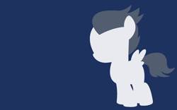 Size: 1920x1200 | Tagged: safe, artist:darkzero-the-lemming, derpibooru import, rumble, pegasus, pony, blank flank, blue background, colt, foal, hat, hooves, lineless, male, minimalist, simple background, solo, spread wings, wallpaper, wings