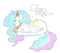 Size: 1133x1006 | Tagged: safe, artist:stardrawsponies, princess celestia, cat, bell, bell collar, cat bell, catified, catlestia, collar, heart, horn, prone, simple background, solo, species swap, white background, wings