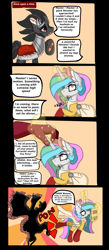 Size: 2181x5000 | Tagged: safe, artist:cuddlelamb, derpibooru import, king sombra, lord tirek, princess celestia, alicorn, centaur, pony, unicorn, bandage, book, bored, bucking, crossover, dialogue, female, glowing horn, horn, magic, male, mare, master, one punch man, onomatopoeia, raised hoof, reading, stallion, telekinesis