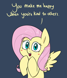 Size: 1280x1477 | Tagged: safe, artist:notenoughapples, fluttershy, pegasus, pony, blushing, dialogue, looking at you, positive ponies, solo