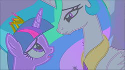 Size: 1920x1080 | Tagged: safe, edit, edited screencap, screencap, princess celestia, twilight sparkle, twilight sparkle (alicorn), alicorn, pony, twilight's kingdom, you'll play your part