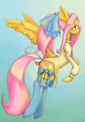 Size: 2039x2894 | Tagged: safe, artist:unousaya, fluttershy, pegasus, pony, butt wings, clothes, solo, stockings