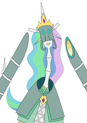 Size: 1428x2012 | Tagged: safe, artist:b-cacto, princess celestia, adoracreepy, armor, barely pony related, celesteela, creepy, crown, cute, grin, horn, jewelry, name pun, pokémon, pun, regalia, simple background, smiling, sparkles, transparent background, ultra beast