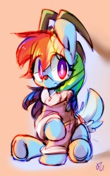 Size: 1200x1920 | Tagged: safe, artist:fluorbaryt, derpibooru import, rainbow dash, pegasus, pony, antlers, clothes, jacket, rainbow deer, red nose, reindeer dash, rudolph dash, sketch, solo