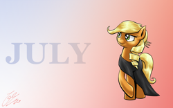 Size: 4000x2500 | Tagged: safe, artist:lovelyneckbeard, applejack, earth pony, pony, alternate hairstyle, clothes, solo