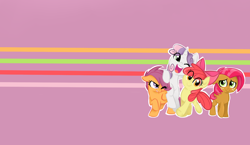 Size: 1372x795 | Tagged: safe, artist:jessy, derpibooru import, apple bloom, babs seed, scootaloo, sweetie belle, cute, cutie mark crusaders, wallpaper