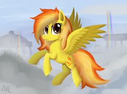 Size: 2900x2150 | Tagged: safe, artist:php92, derpibooru import, spitfire, pegasus, pony, female, mare, solo, two toned mane, wings, yellow coat