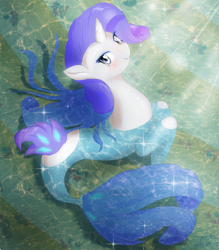 Size: 1400x1600 | Tagged: safe, artist:fromamida, rarity, seapony (g4), unicorn, my little pony: the movie, female, looking at you, seaponified, seapony rarity, smiling, solo, species swap, water