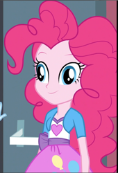 Size: 714x1053 | Tagged: safe, screencap, pinkie pie, equestria girls, friendship games, clothes, derp, faic, shirt, skirt, smiling, solo