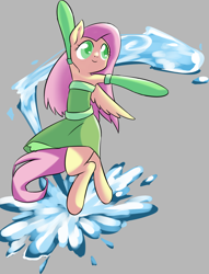 Size: 1280x1679 | Tagged: safe, artist:congee-painting, fluttershy, pegasus, pony, semi-anthro, armpits, avatar the last airbender, solo, waterbending