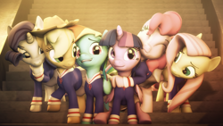 Size: 1920x1080 | Tagged: safe, artist:rjrgmc28, derpibooru import, applejack, fluttershy, pinkie pie, rainbow dash, rarity, twilight sparkle, twilight sparkle (alicorn), alicorn, pony, equestria girls, 3d, clothes, mane six, school uniform, source filmmaker