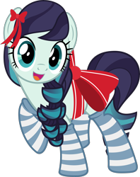 Size: 5591x7057 | Tagged: safe, artist:jhayarr23, coloratura, earth pony, pony, absurd resolution, bow, clothes, cute, female, looking at you, mare, rara, rarabetes, ribbon, simple background, smiling, socks, solo, stockings, striped socks, thigh highs, transparent background, vector