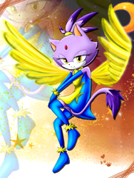 Size: 1536x2048 | Tagged: safe, artist:bureizu-neko, derpibooru import, spitfire, blaze the cat, commission, cosplay, crossover, sonic the hedgehog (series), wings, wonderbolts uniform