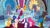 Size: 1366x768 | Tagged: safe, derpibooru import, screencap, applejack, discord, fluttershy, pinkie pie, princess celestia, princess luna, rainbow dash, rarity, spike, twilight sparkle, twilight sparkle (alicorn), alicorn, dragon, earth pony, pegasus, pony, unicorn, the ending of the end, balloonbutt, butt, carpet, curtains, flying, mane six, plot, rainbutt dash, stained glass window, throne, throne room, winged spike