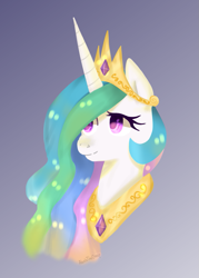 Size: 787x1100 | Tagged: safe, artist:alexisthecreep13, princess celestia, alicorn, pony, bust, gradient background, portrait, smiling, solo