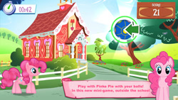 Size: 1280x720 | Tagged: safe, edit, edited screencap, screencap, pinkie pie, earth pony, pony, gameloft, gameloft shenanigans, image macro, innuendo, meme, mini-game, misspelling, text edit